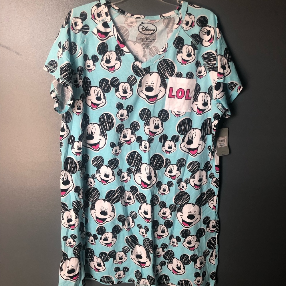 NWT Disney Mickey Mouse Cotton Nightgown 2X/3X